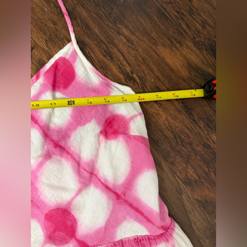 Anthropologie Maeve Maxi Dress | Geneva Pink & White Polka Dot Tie Dye Sz Large - Picture 11 of 15